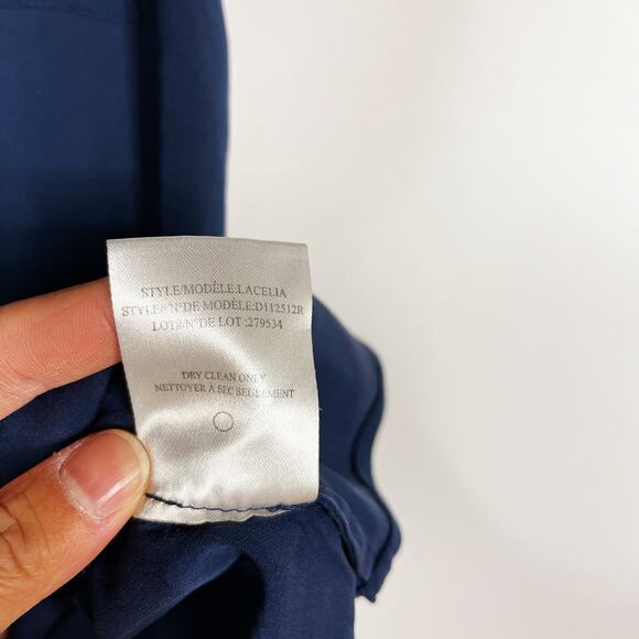 Theory Small Navy Blue Silk Stretch Lacelia Scoop Neck Tank Top Racerback Womens - Picture 7 of 7